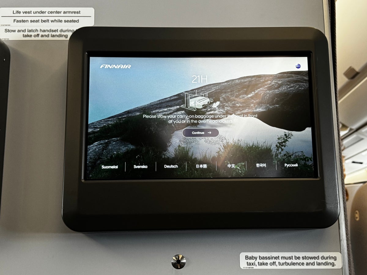 Finnair A350XWB premium economy entertainment screen