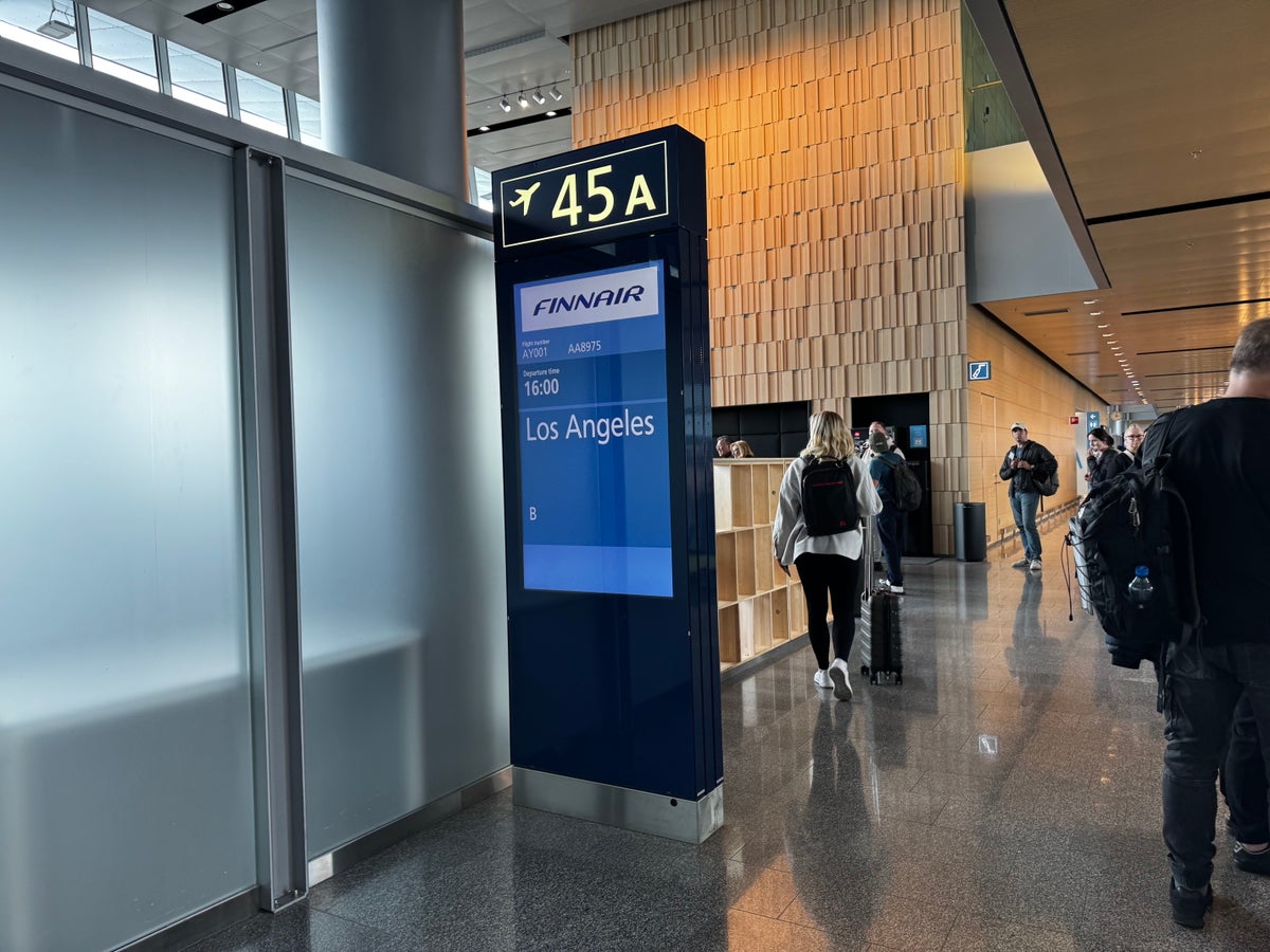 Finnair A350XWB premium economy gate sign