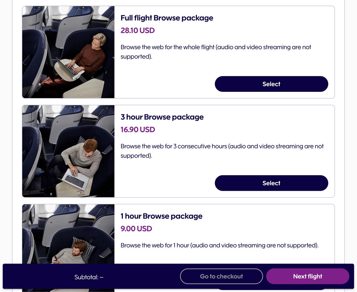 inflight wifi pricing