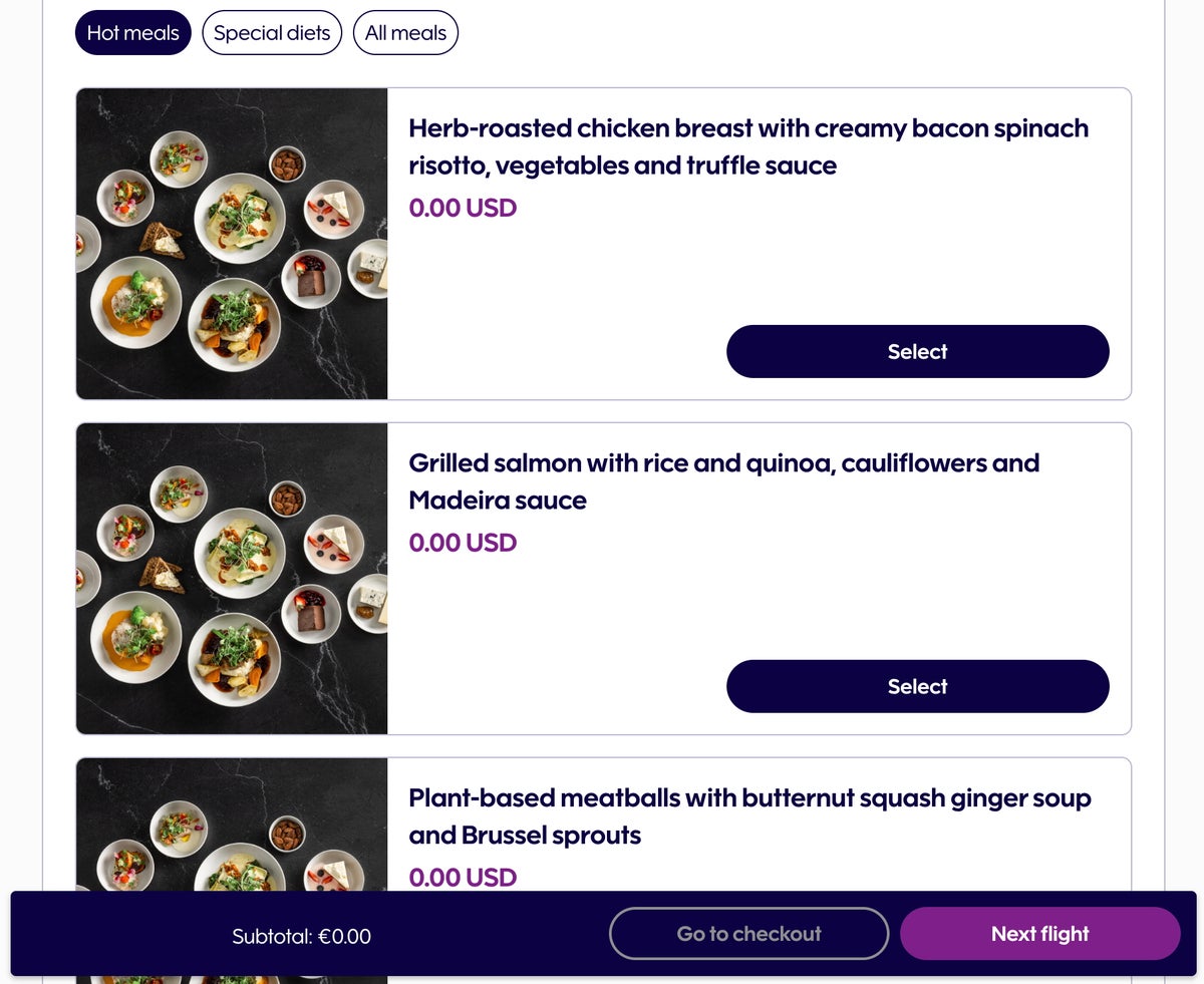 Finnair preorder meal options