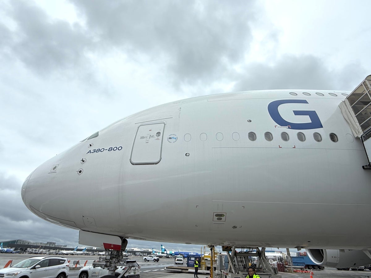 Global Airlines Airbus A380 close up