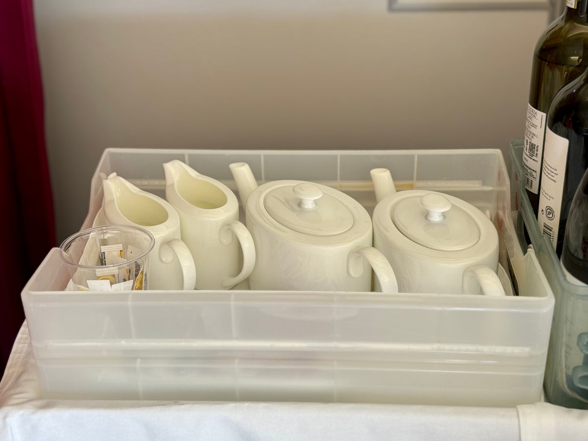 Global Airlines business class tea and coffee service