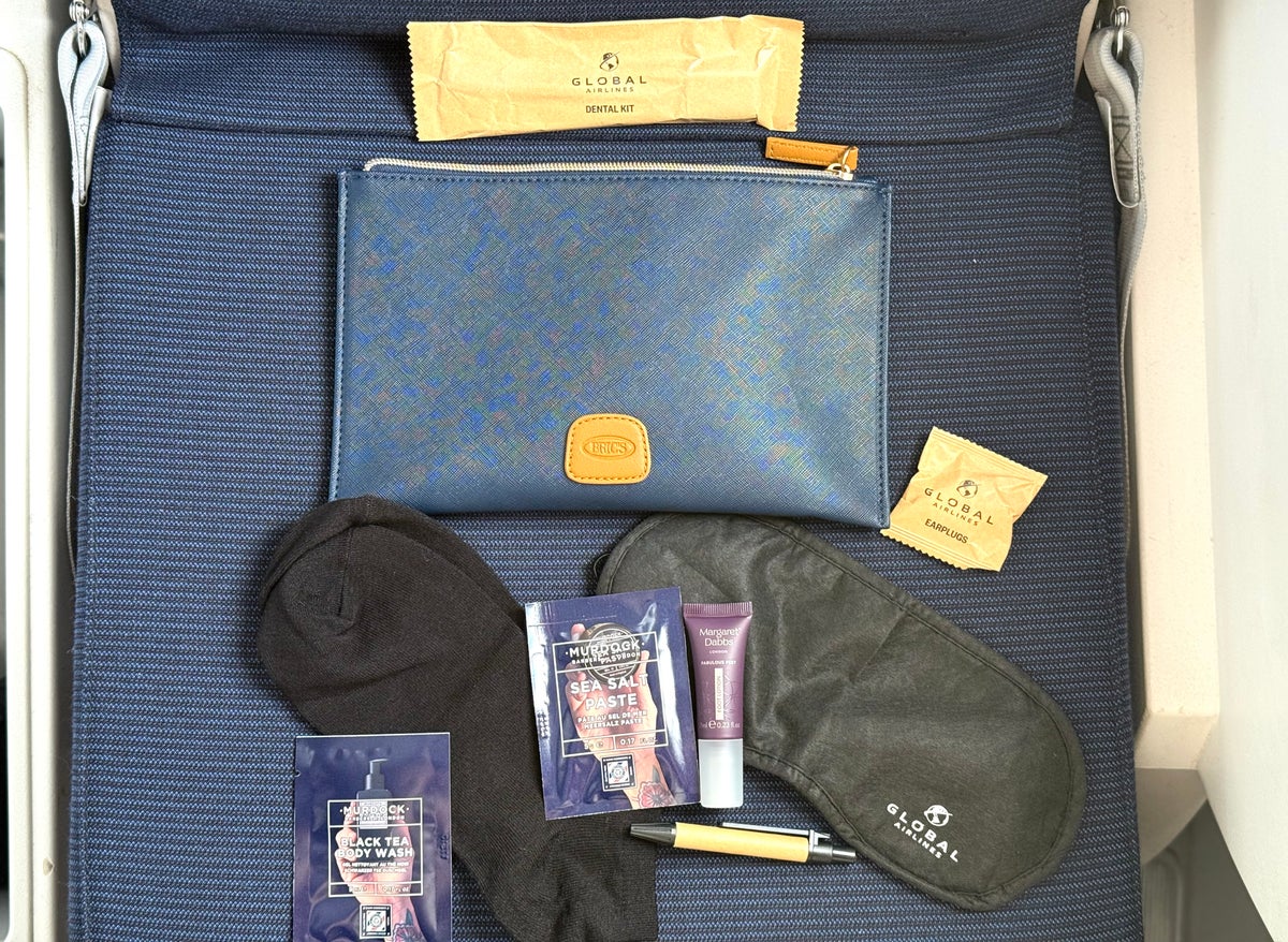 Global Airlines economy amenity kit contents