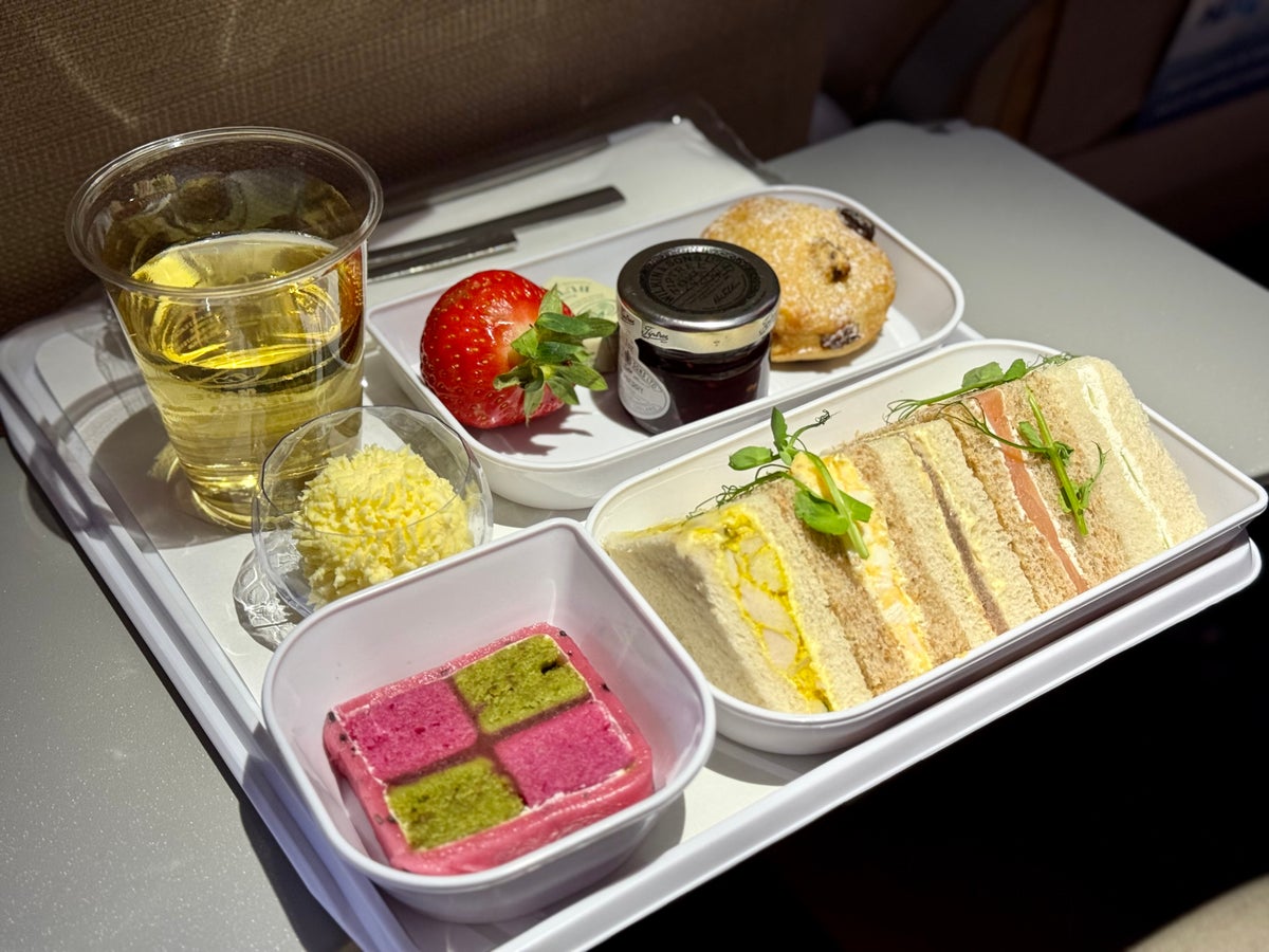Global Airlines economy class afternoon tea