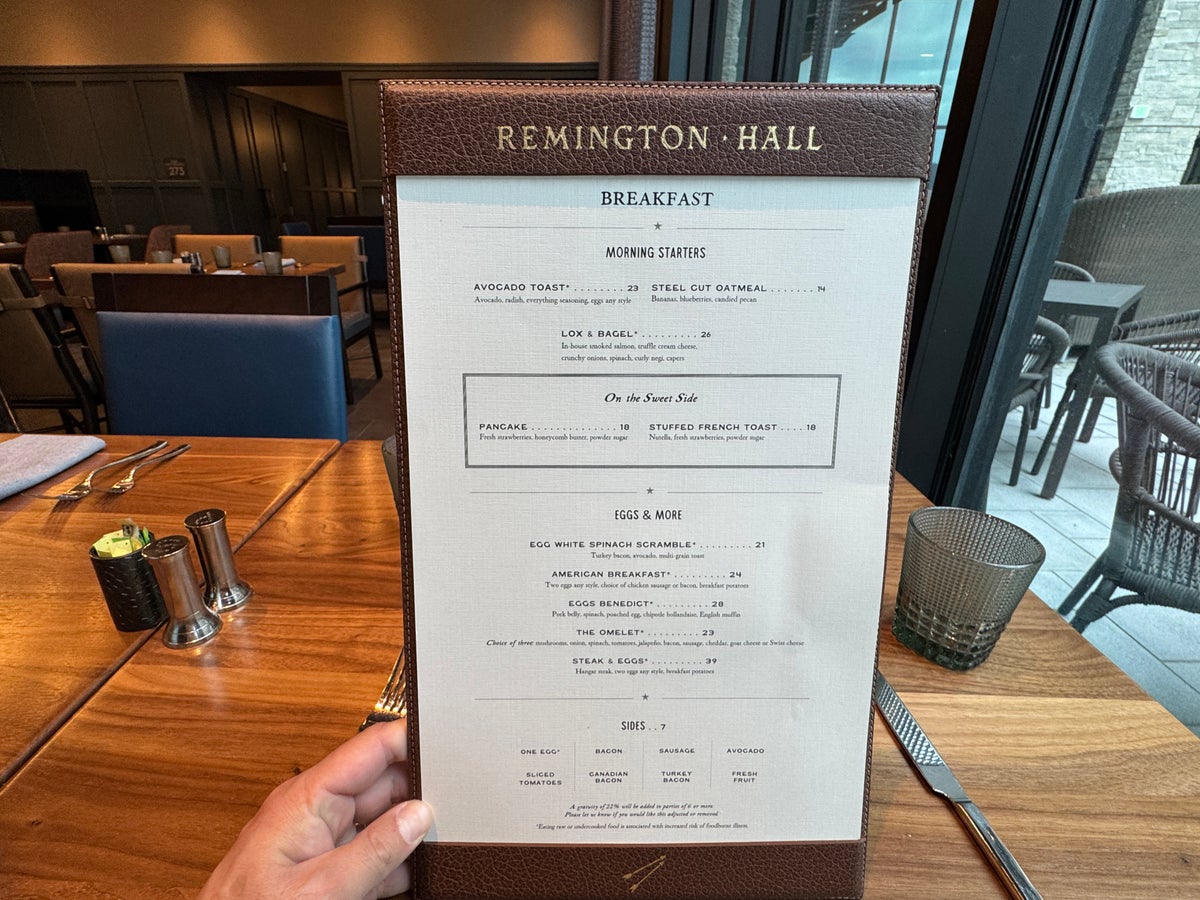 Grand Hyatt Deer Valley Remington Hall A la carte menu