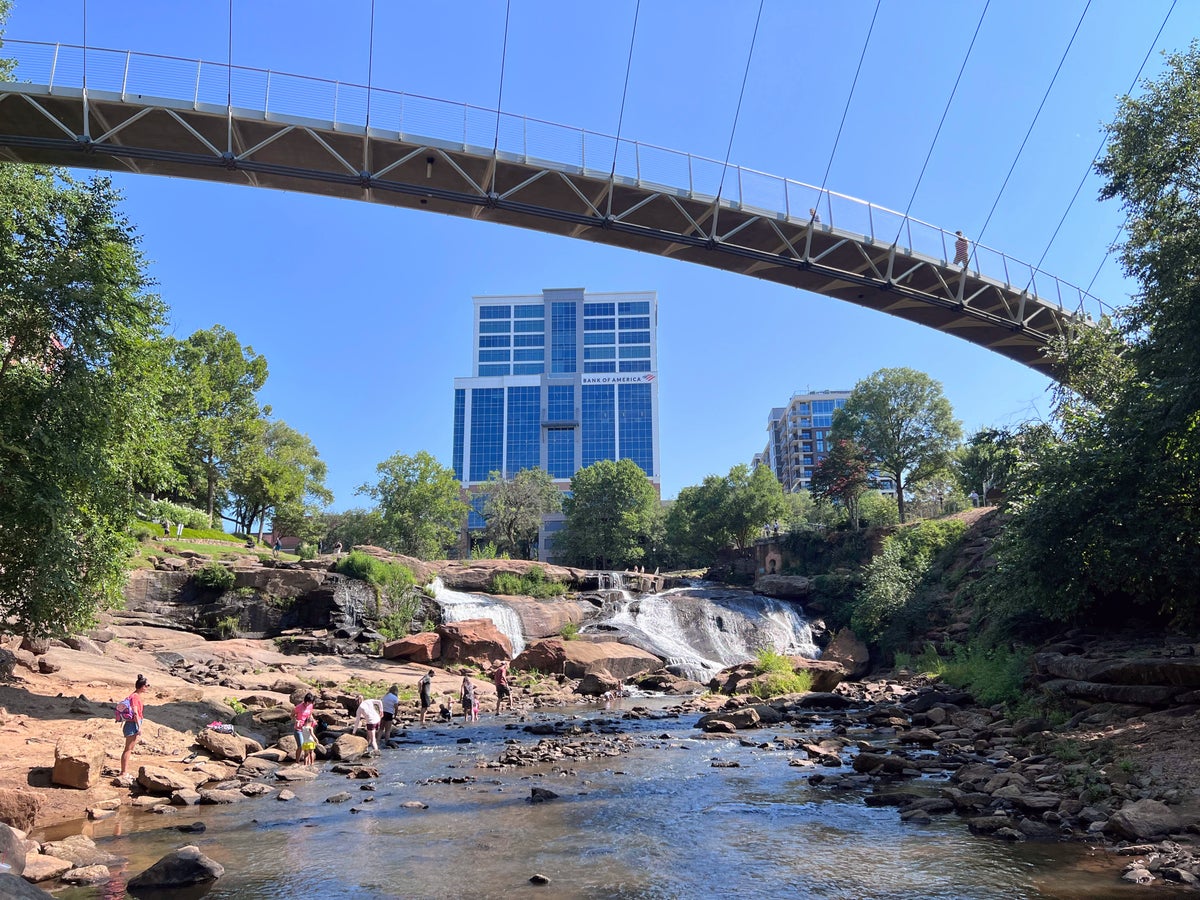 Greenville, SC Reedy river and pedestrian bridge