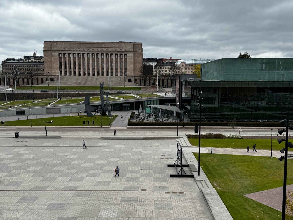 Helsinki Central Library Oodi view over Warehouse Park
