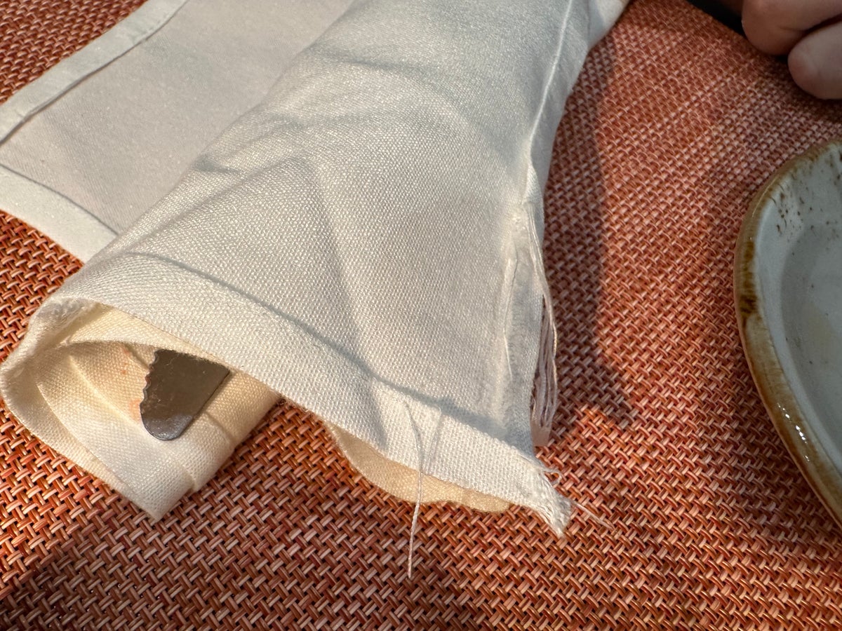 Hyatt Regency DFW breakfast frayed napkin