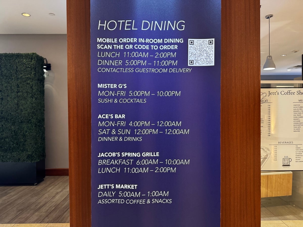 Hyatt Regency DFW dining info