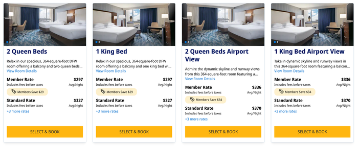 Hyatt Regency DFW standard room prices