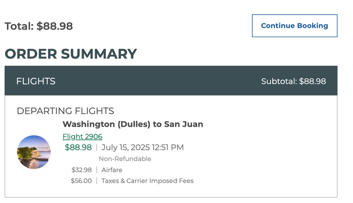 IAD SJU IAD SJU flight cost