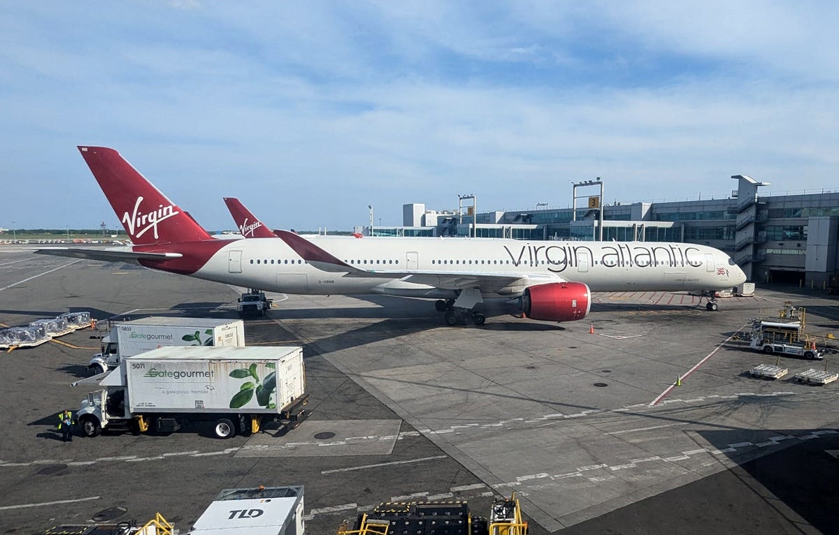 JFK Terminal 4 Virgin Atlantic A350 1000 docked