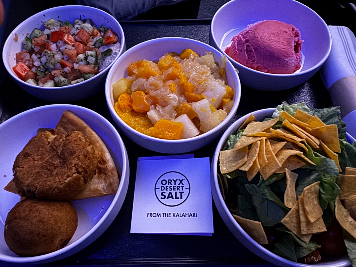 JetBlue Mint A321XLR BOS MAD dinner