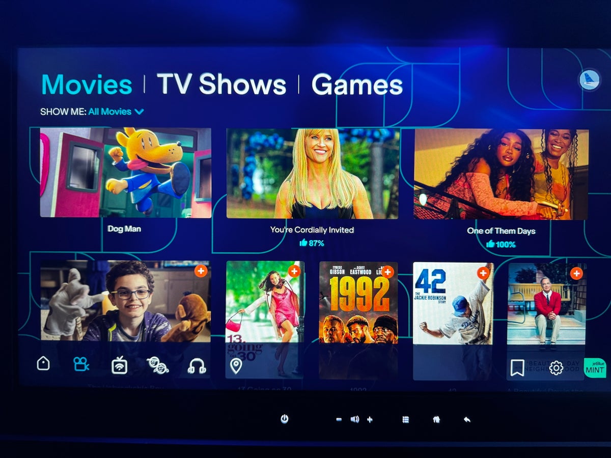 JetBlue Mint A321XLR BOS MAD movies