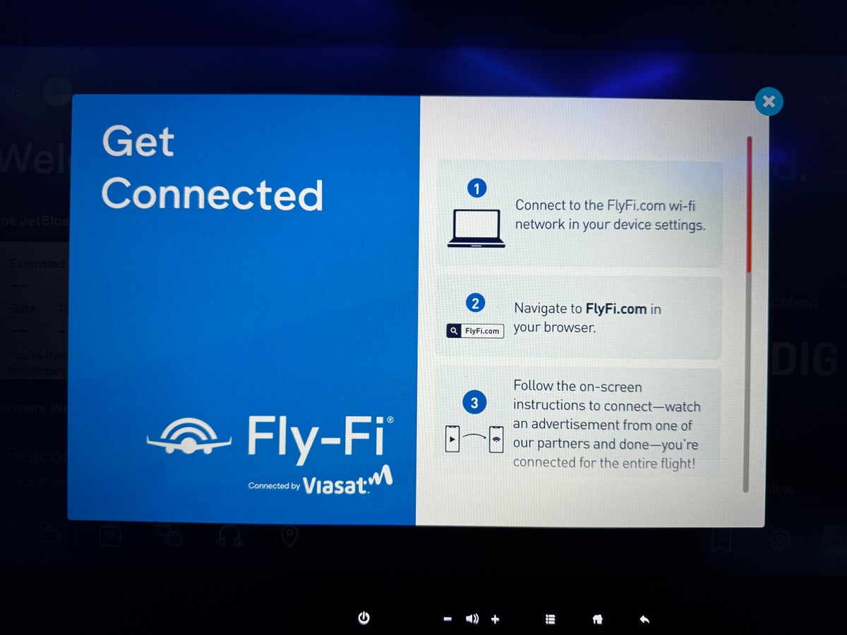 JetBlue Mint A321XLR BOS MAD wifi instructions