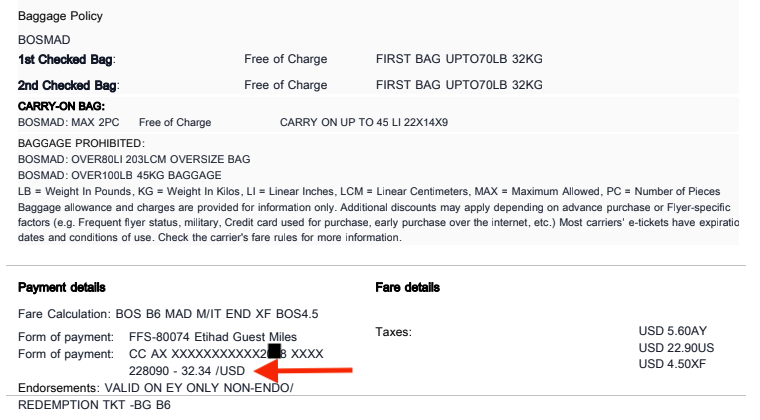 JetBlue Mint BOS MAD Etihad Guest taxes fees