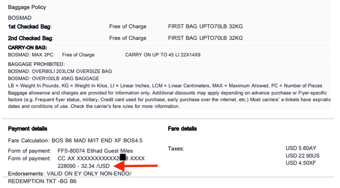 JetBlue Mint BOS MAD Etihad Guest taxes fees