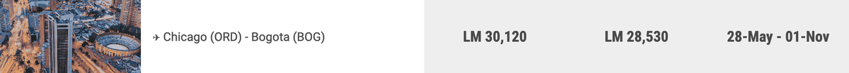 LIfeMiles award sale May 27 2025 business class pricing ORD BOG