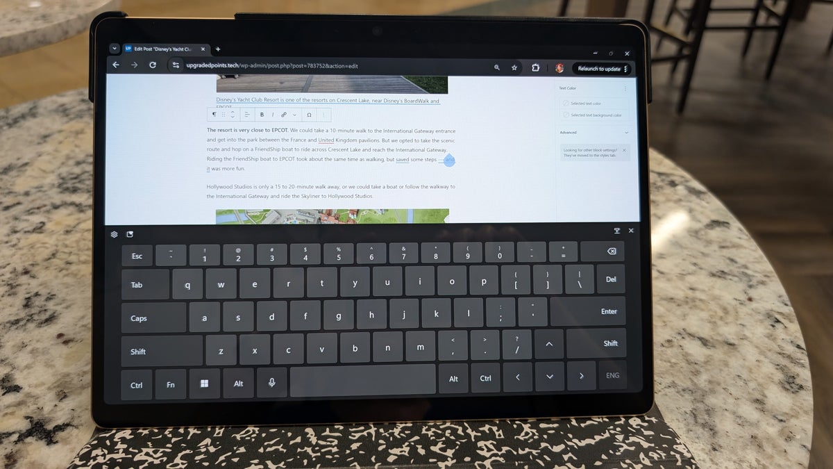 Microsoft Surface Pro on screen keyboard