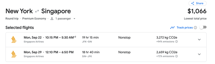 NYC SIN SQ fare