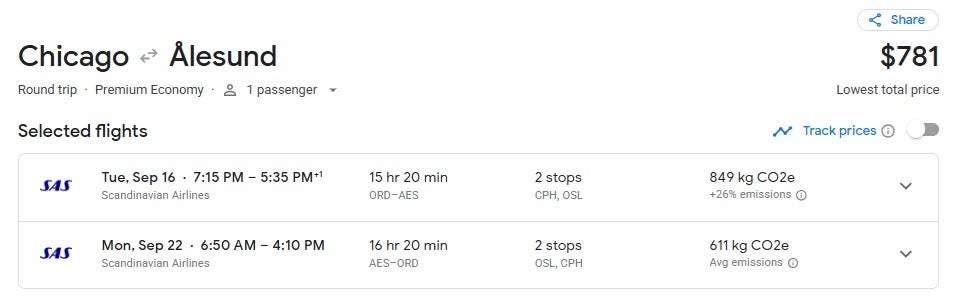 ORD to Alesund