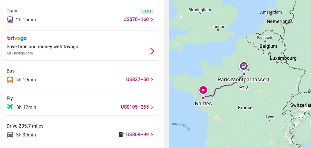 Paris to Nantes