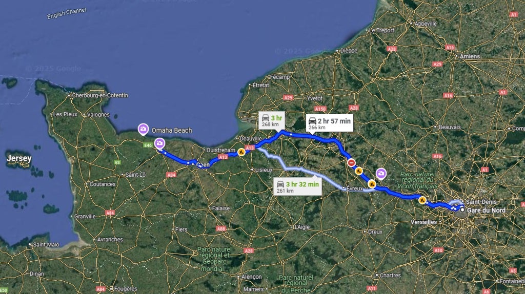 Paris to Normandy Beaches Train Route