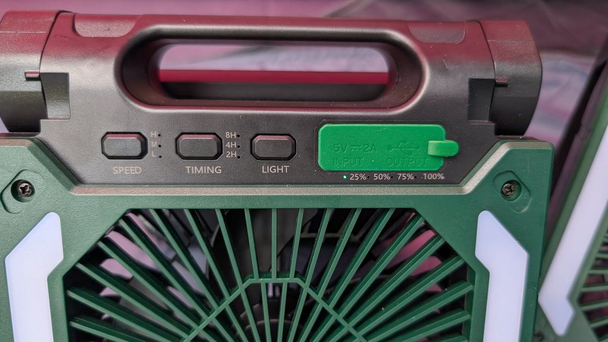 Power bank light and fan controls