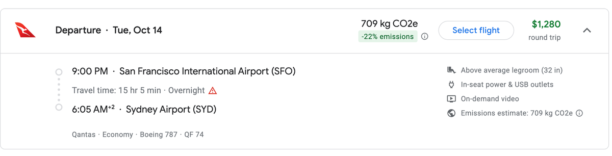 Qantas SFO SYD