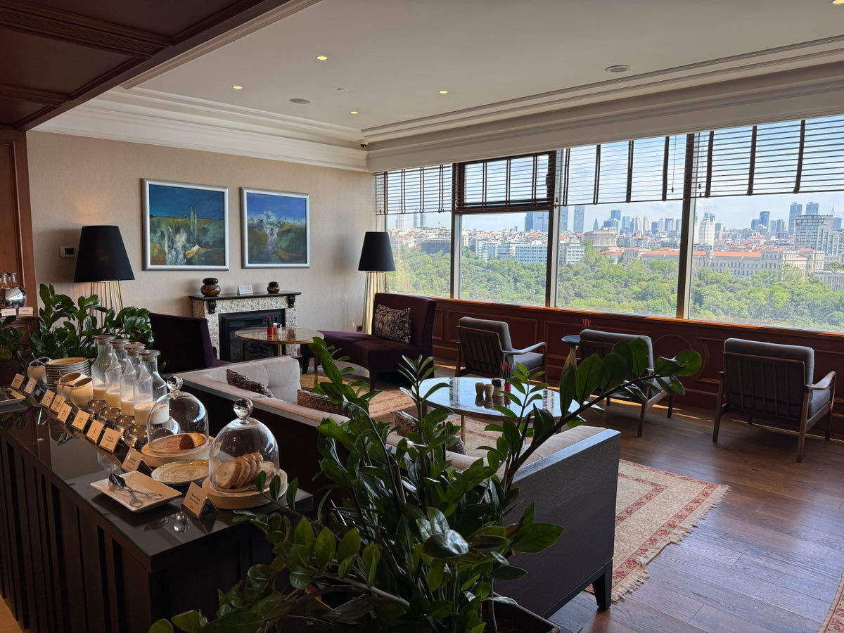 Ritz Carlton Istanbul Club Lounge seating near buffet