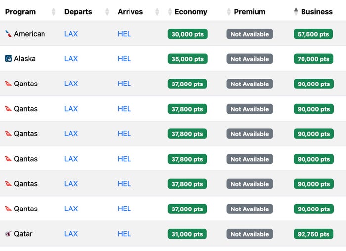 Seats.aero availability LAX-HEL on Finnair nonstop