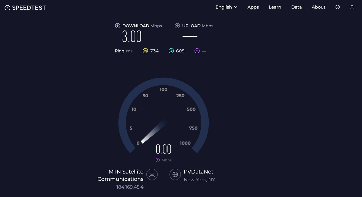 Southwest Airiines free wifi incomplete speed test