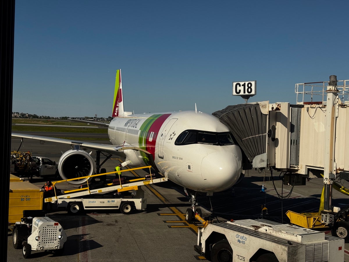 TAP Portugal A321LR plane at gate BOS