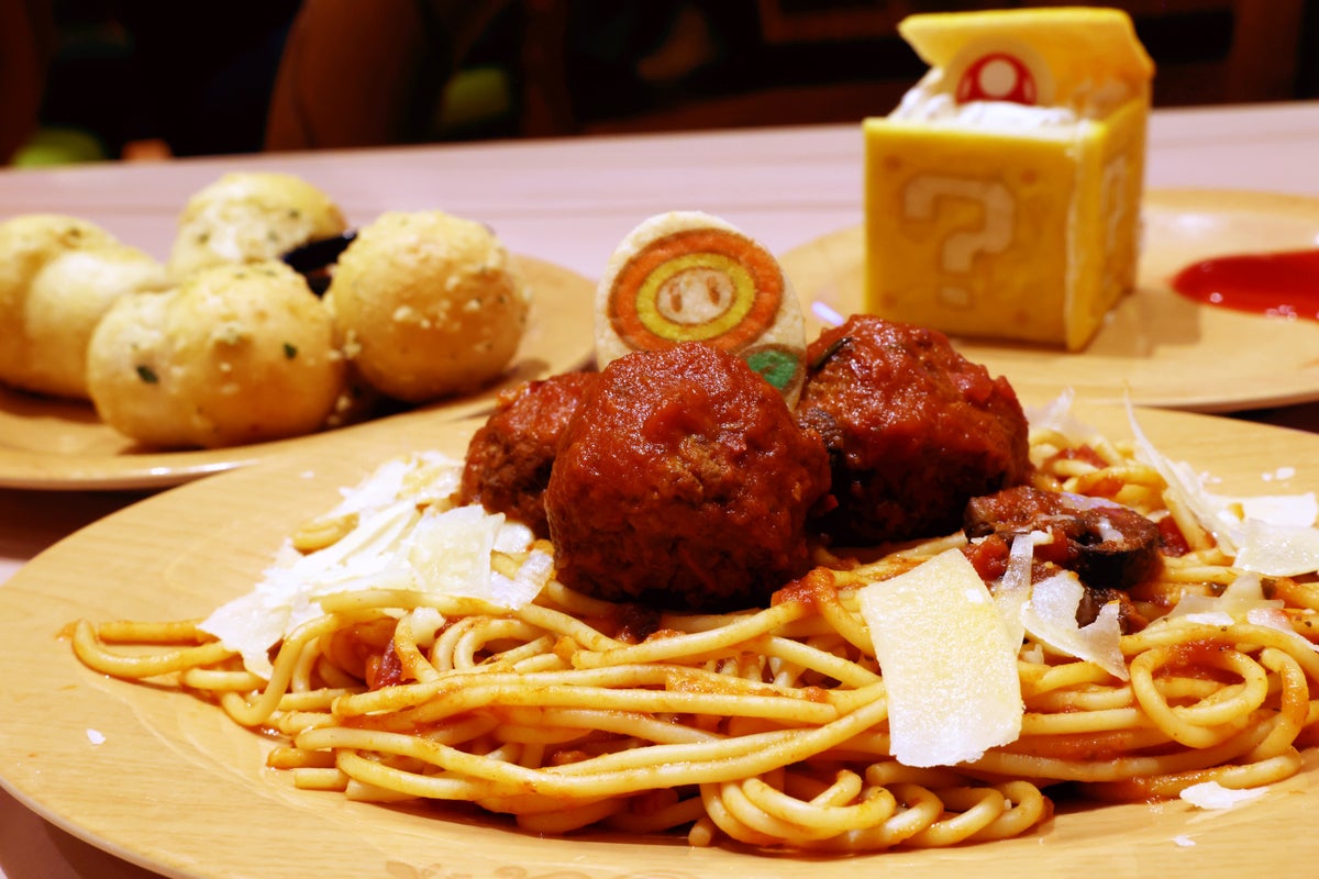 Toad spagh meatballs