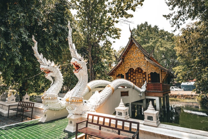Wat Chiang Man dragon sculptures