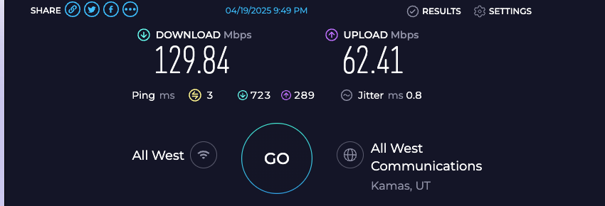 Wi Fi Speed Test GH Deer Valley