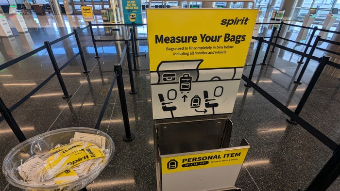 spirit check in SLC and bag measurement