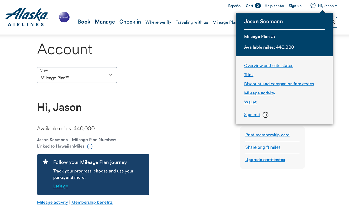 440k miles in Alaska account