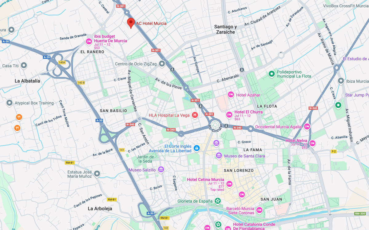 AC Hotel Murcia location