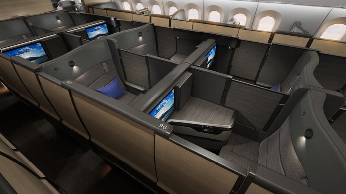ANA The Room FX 787 business class cabin doors closed