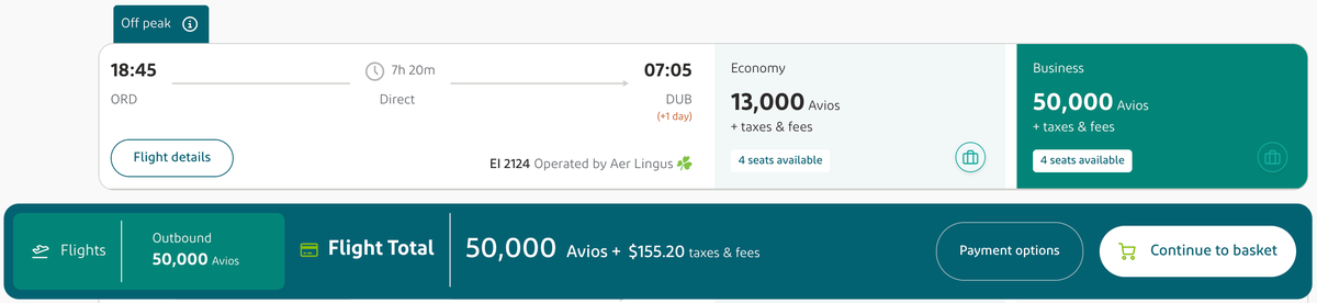 Aer Lingus Award Ticket From Chicago to Dublin