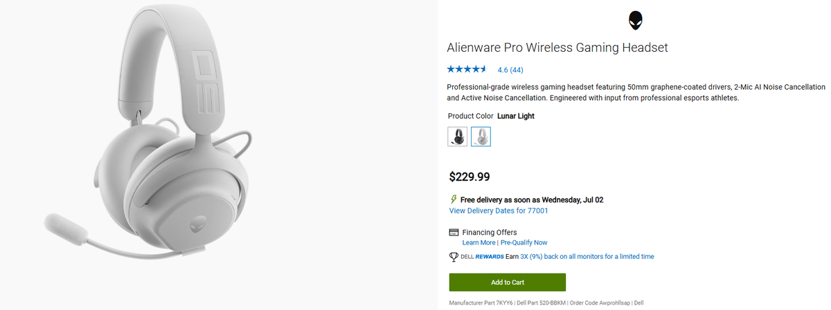 Alienware Pro Wireless Gaming Headset