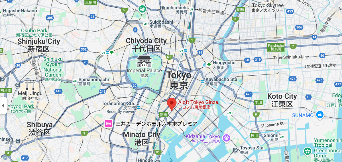 Aloft Tokyo Ginza Google maps