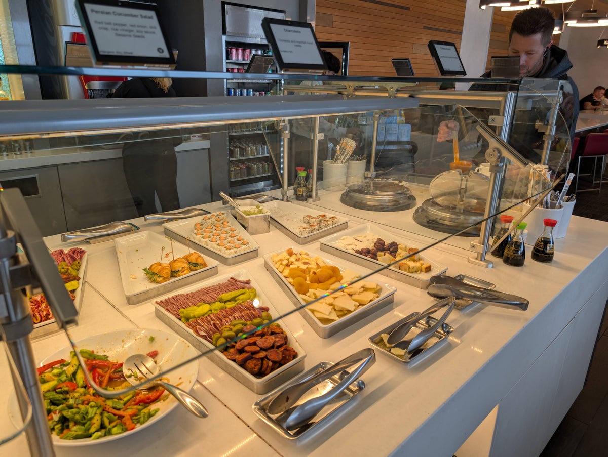 American Airlines Flagship Lounge DFW cold buffet charcuterie