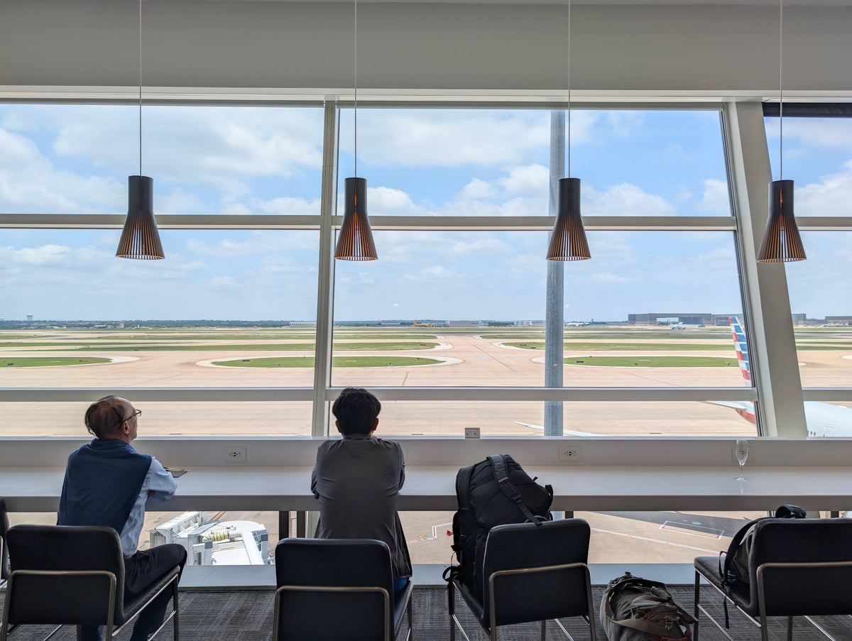 American Airlines Flagship Lounge DFW window seating view