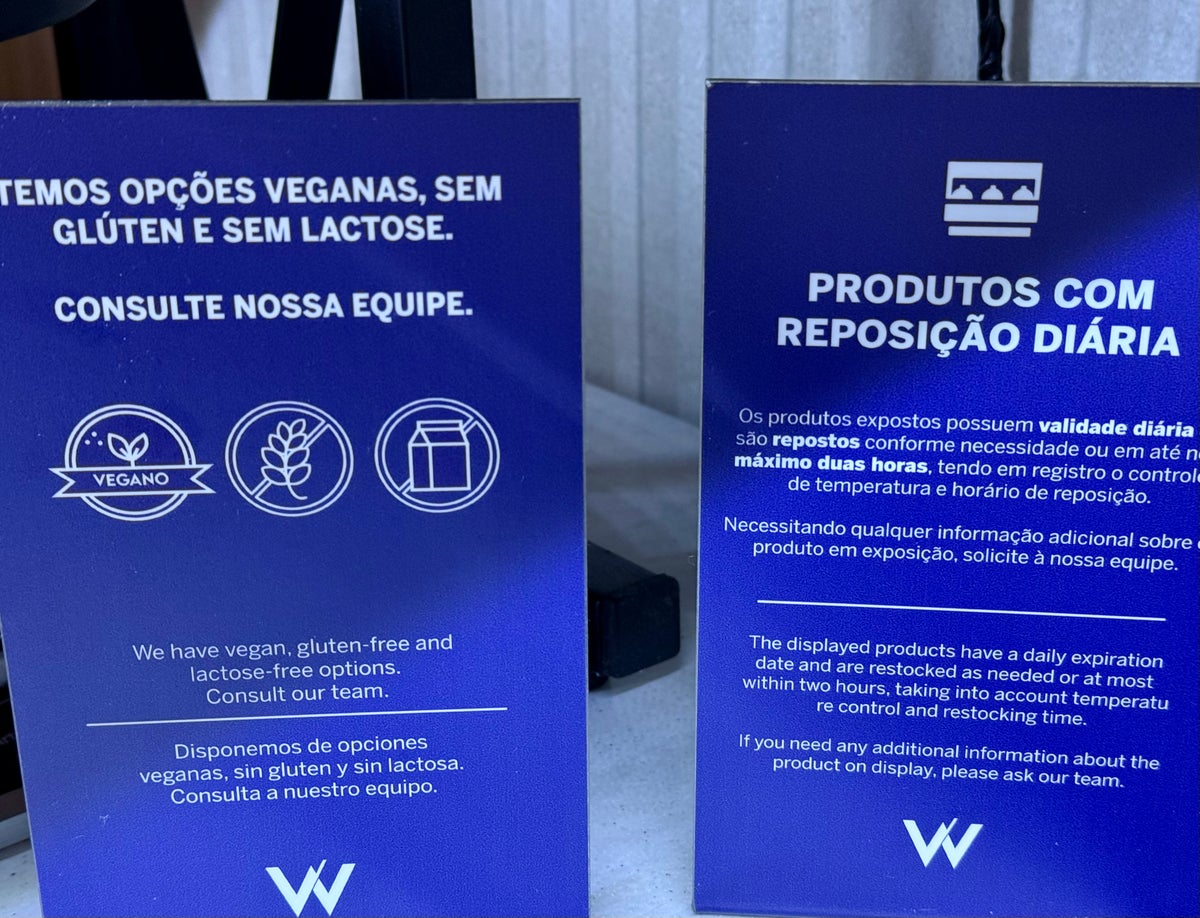 Amex Centurion Lounge Sao Paulo FnB dietary restrictions