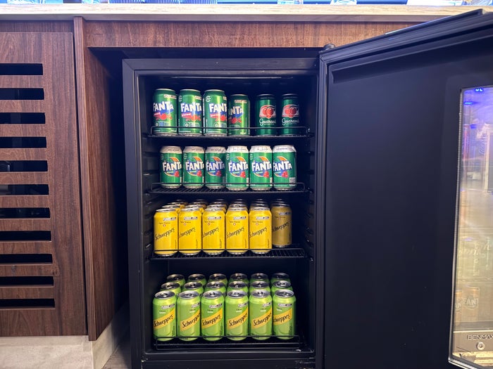 Amex Centurion Lounge Sao Paulo FnB soda fridge Amex Centurion Lounge Sao Paulo FnB soda fridge