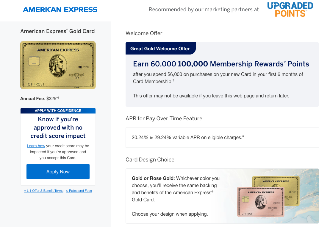 Amex Gold Card 100k offer UP June 9 2025
