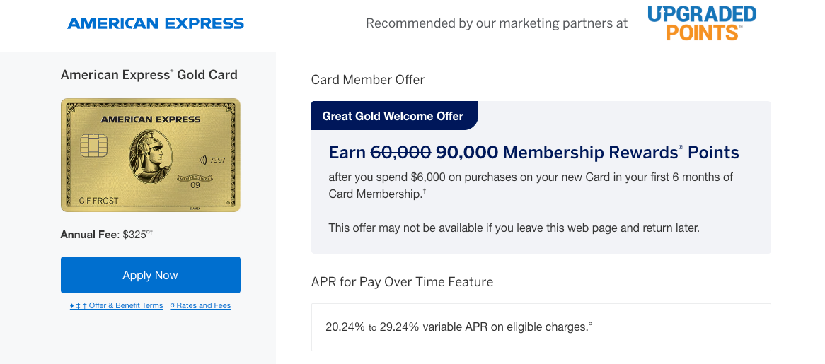 Amex Gold Card 90k offer June 20 2025