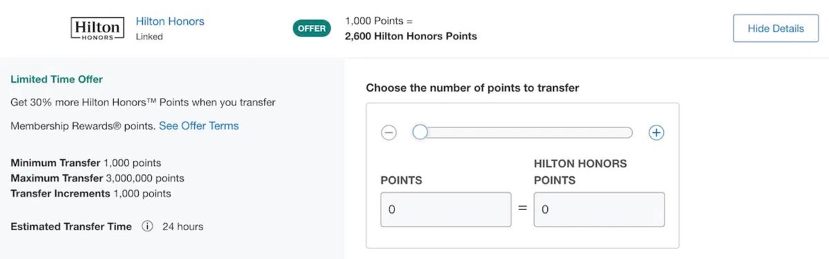 Amex Hilton Transfer Bonus
